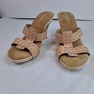 Canyon River Blues Carlie Sandals Womens 9M Tan Leather Studded Platform Pump